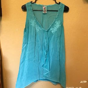 Teal Sleeveless Blouse